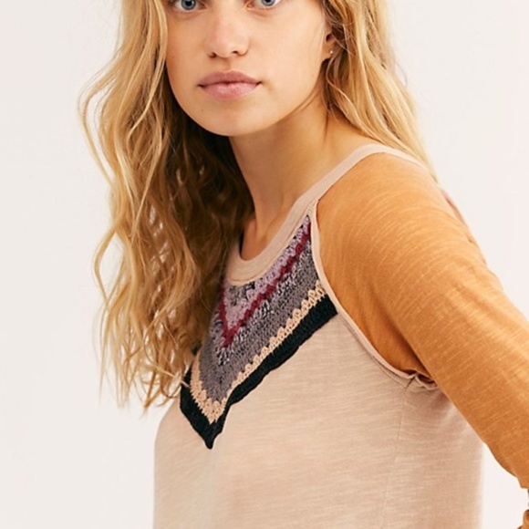Free People Spring bound crochet Henley top NWT - Picture 5 of 8